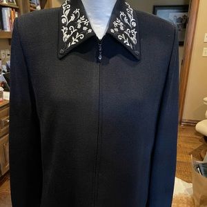 St. John black zip up sweater
